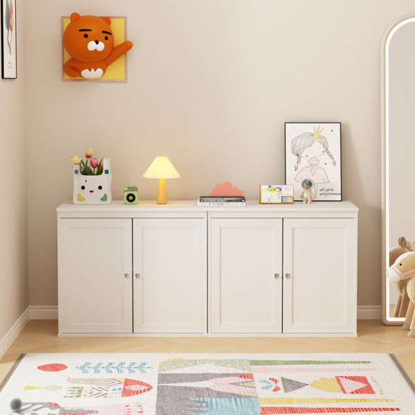 Kitchen Storage Cabinet with Double Doors, Coffee Bar Cabinet with Adjustable Shelves, Sideboard Buffet for Dining Room, Living Room or Entryway, Modern White Cupboard-18