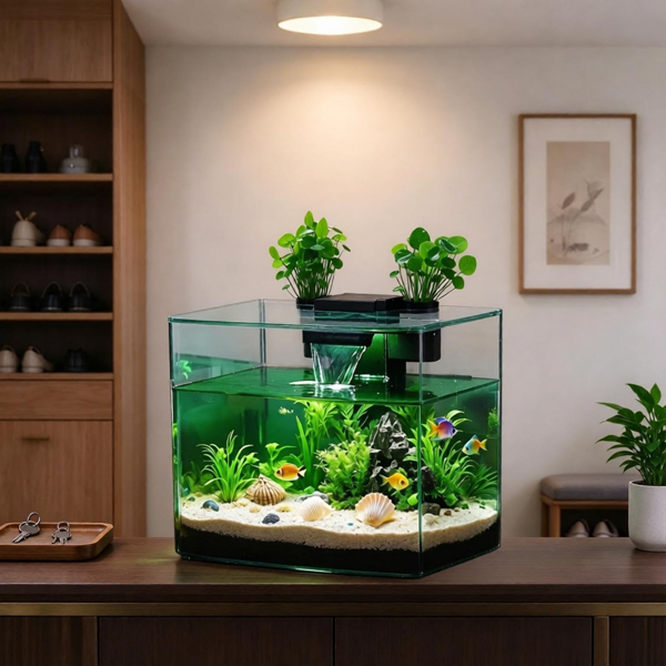 自洁鱼缸水族馆，淡水和咸水鱼鱼缸，家庭，办公室和宠物使用（仅鱼缸）-3