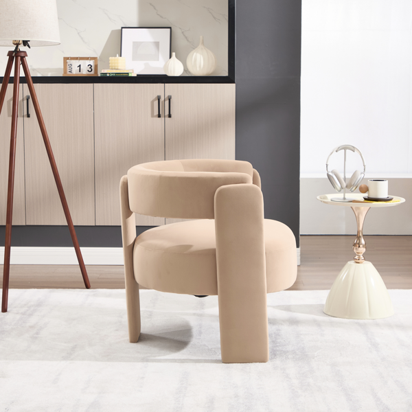 Accent Chair for Living Room, Velvet Comfy Single Sofa Chair Mid-Century Modern Armchair Wooden Legs for Bedroom Office Reading-6