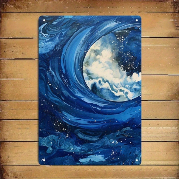 CIFbuy 现代墙饰 2D 平面 天体 月亮 海浪与繁星 铁艺挂板（TikTok, temu 自提物流）-4
