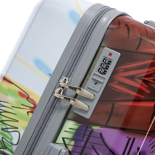 20"/24"/28" 3 pcs/set in PC Spinner Wheel Luggage, Carry on Suitcase, With Printed pattern and Combination Lock (Coffee+Iron Tower)-14