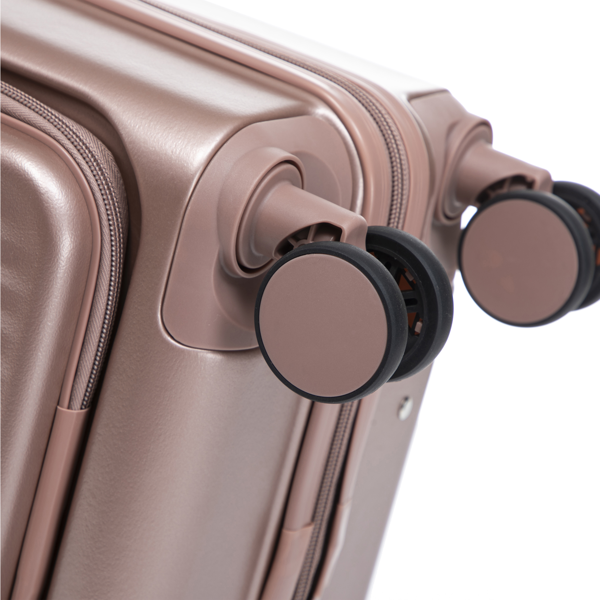 14"/20" 2 pcs/set in ABS Spinner Wheel Luggage, with Combination Lock and Front Opening Design, 14" Cosmetic Case (Champagne)-8