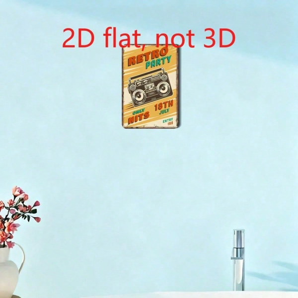 CIFbuy 复古经典随身听铁皮装饰牌 20x30厘米，派对音乐墙面装饰，适用于家居与酒吧（TikTok, temu 自提物流）-2