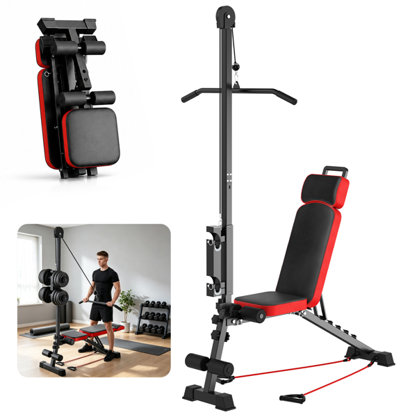 Multi-Functional Weight Bench with Pulley System and Adjustable Backrest-11
