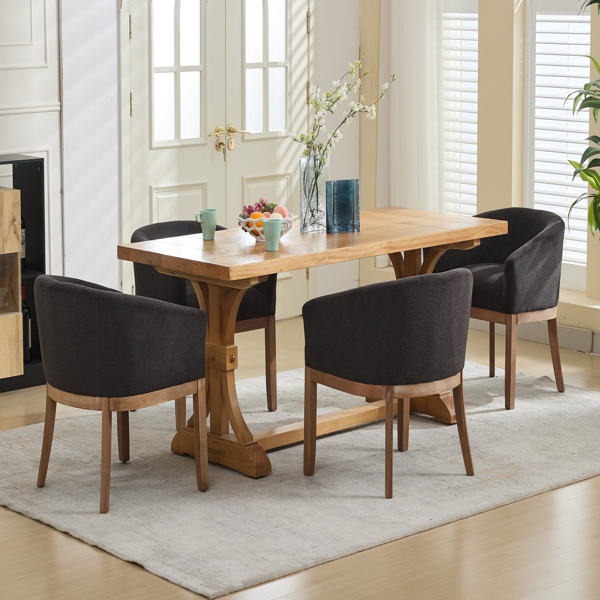 Mid Century Modern Upholstered Barrel Dining Chairs with Arms,Farmhouse Linen Kitchen & Dining Room Chairs with Natural Hardwood Frame, 19" W Accent Chairs,Single Pack,Charcoal Gray,SW1891BK-25