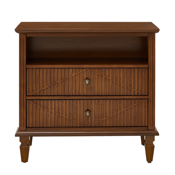 Farmhouse Nightstand with Charging Station, 2-Drawer Engineered Wood Storage Cabinet, Bedside Table for Bedroom-6