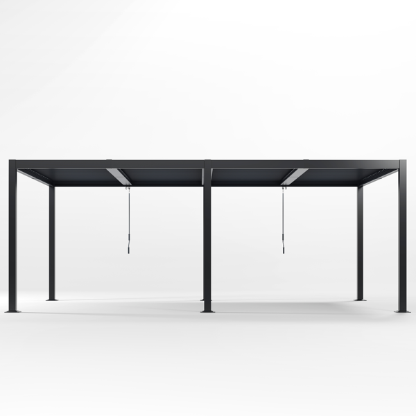 12' x 20'现代风格凉亭，带可调节百叶窗，适用于户外顶棚、花园，组装简便，经久耐用，炭灰色-2
