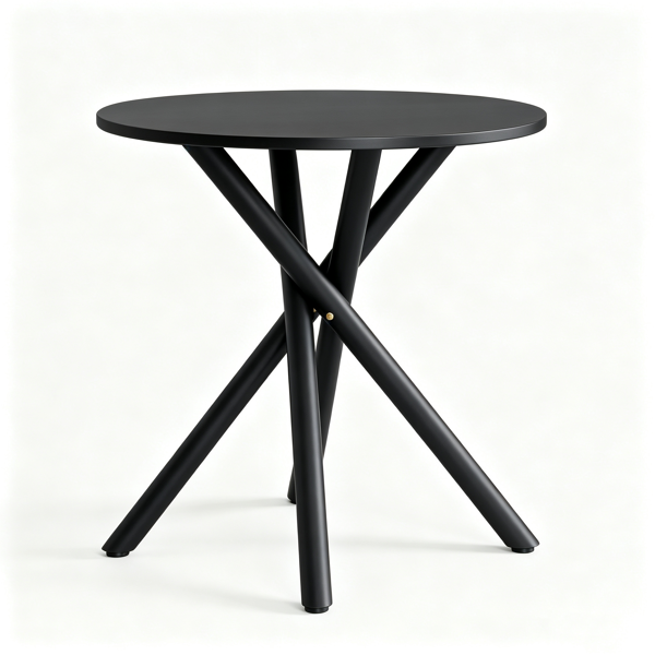 【禁售亚马逊】黑色 密度板贴三胺+铁 60*60*60cm 热转印 交叉腿 边几-1
