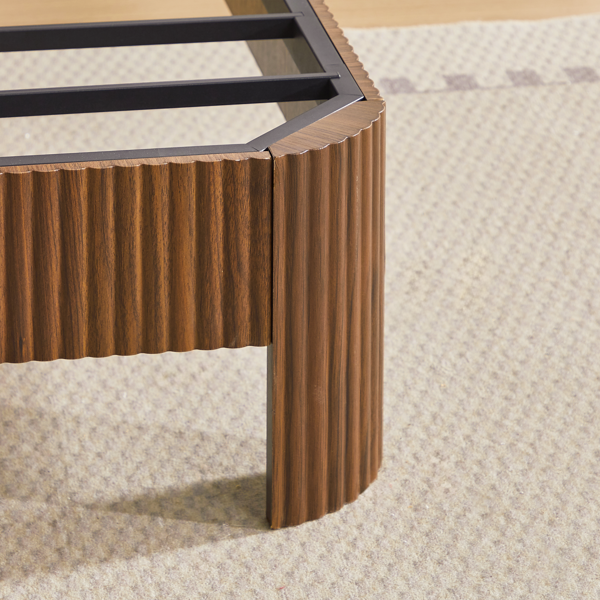 Full Extra Long(Full XL) Size bed frame with storage headboard, built-in charging station, wavy curved lines design, silent operation, metal support, Walnut-11