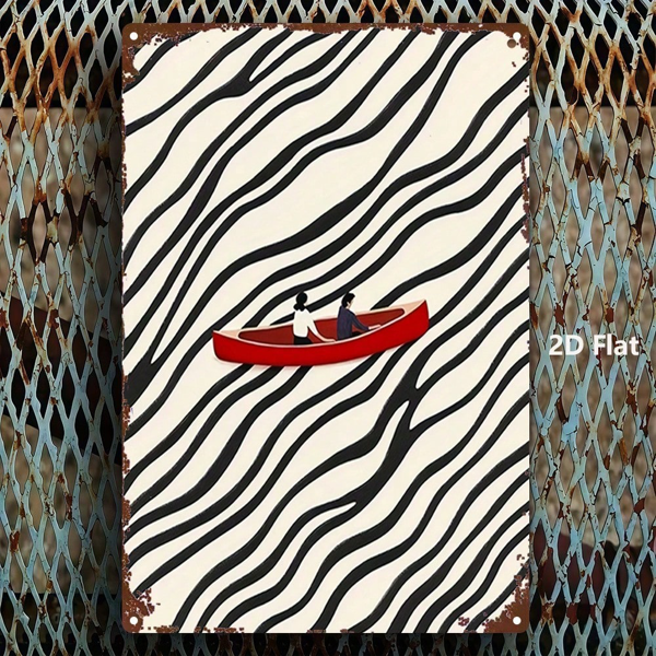 CIFbuy 铁皮彩绘红船波浪背景，乡村风墙面装饰牌 20x30厘米（TikTok, temu 自提物流）-8