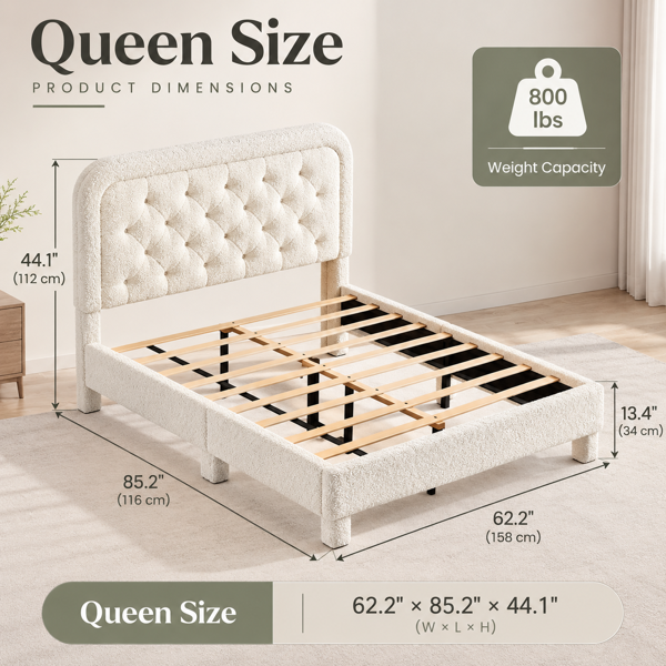 46英寸床头 米白色 圈圈纱 Queen 软包床 UP046BWQ 美国-1