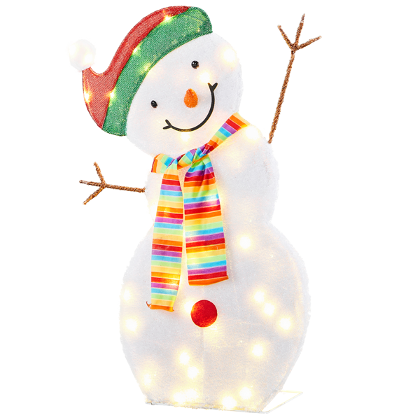 3ft 白色 2D彩虹围巾雪人 50L暖白灯 圣诞灯饰雪人 31V 3.6W 英规-11