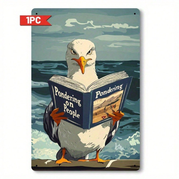 CIFbuy 1件2D平面木质海鸥装饰牌，客厅趣味鸟儿墙饰，8x12英寸（TikTok, temu 自提物流）