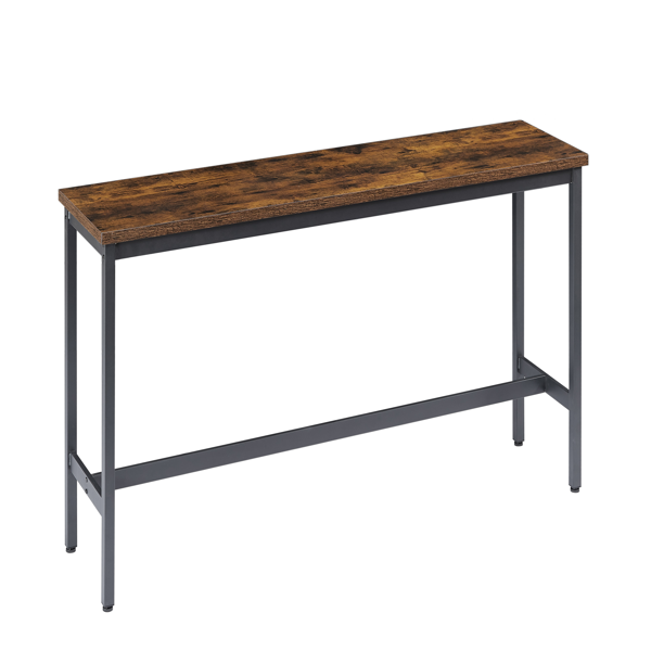 Long Bar Table Set with 3 PU Upholstered Bar Stools, Industrial Bar Table and Chairs for Kitchen Breakfast Table, Living Room, Banquet Hall, Rustic Brown and Black, 63″L x15.7"W x 37.5"H-6