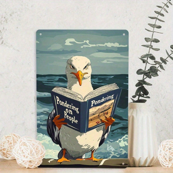 CIFbuy 1件2D平面木质海鸥装饰牌，客厅趣味鸟儿墙饰，8x12英寸（TikTok, temu 自提物流）-4