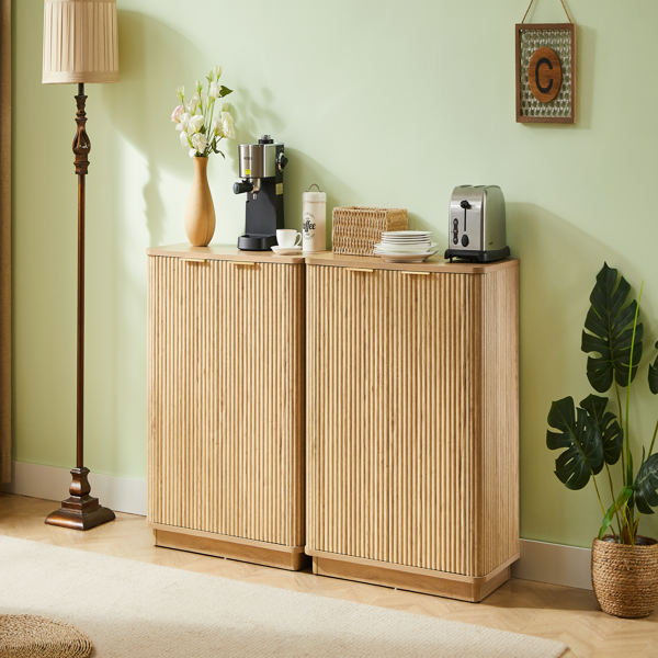31.5'' Buffet Cabinet Sideboard with Storage Curved wave Design for Bedroom, Living Room, Hallway, Oak,31.5''W x 15.75''D x 31.5''H.-5