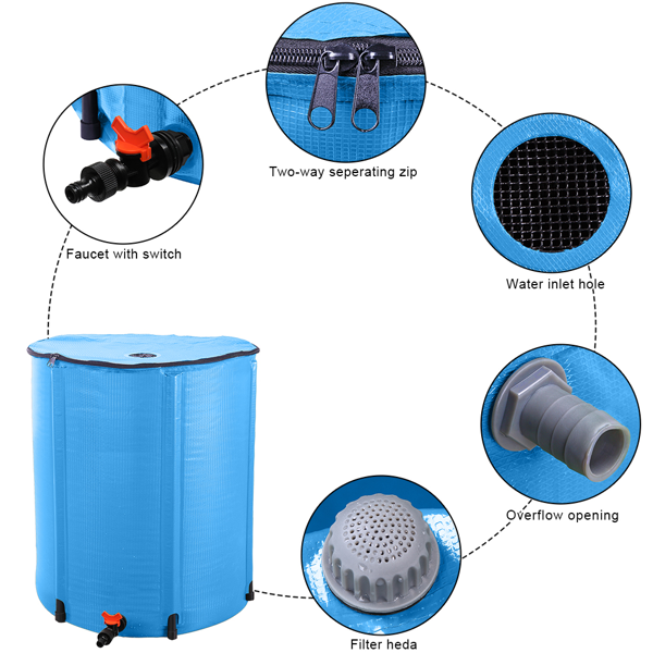 【替换35874197】50gal  蓝色  PVC 可折叠 集雨桶-8