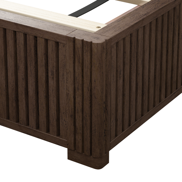 Solid Wood Platform Bed Frame with Headboard, No Box Spring Needed, Floor-standing bed, Easy Assembly, Queen Size, Walnut-11