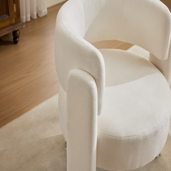 Modern Accent Chair, Contemporary Boucle Fabric Accent Armchair Comfy Upholstered Leisure Single Sofa Chair for Living Room Bedroom Apartment Office - White-10