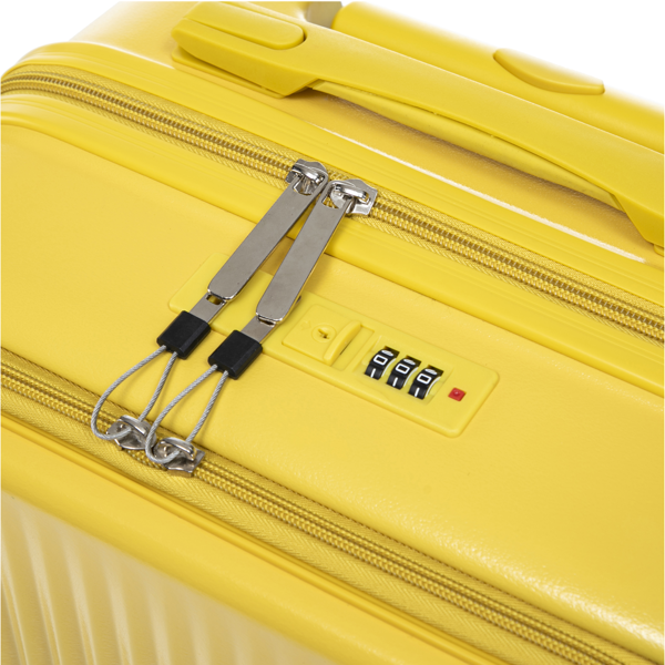 14"/20" 2 pcs/set in ABS Spinner Wheel Luggage, with Combination Lock and Front Opening Design, 14" Cosmetic Case (Yellow)-4