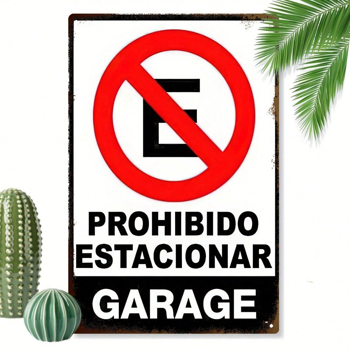 CIFbuy 复古“禁止停车”标志 2D 平面金属，Prohibido Estacionar 8x12 墙面装饰（TikTok, temu 自提物流）