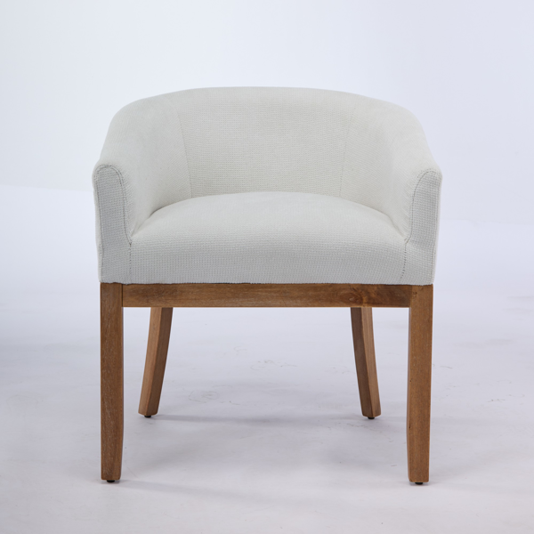 Mid Century Modern Upholstered Barrel Dining Chairs with Arms,Farmhouse Linen Kitchen & Dining Room Chairs with Natural Hardwood Frame, 19" W Accent Chairs for Living Room,Single Pack,Beige,SW1891BG-2