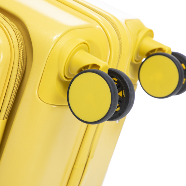14"/20" 2 pcs/set in ABS Spinner Wheel Luggage, with Combination Lock and Front Opening Design, 14" Cosmetic Case (Yellow)-7