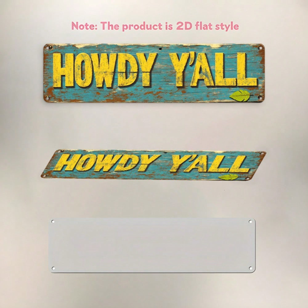 CIFbuy 2D 平面印刷“HOWDY YALL”装饰性铝制招牌，防锈墙面装饰（TikTok, temu 自提物流）-5