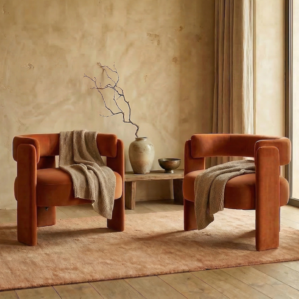 Accent Chair for Living Room, Velvet Comfy Single Sofa Chair Mid-Century Modern Armchair Wooden Legs for Bedroom Office Reading-3