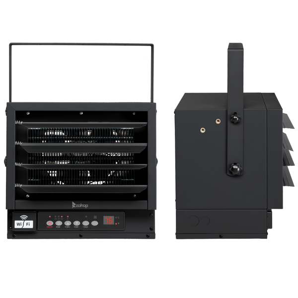 美规 CZ225W 240V 6000W 取暖器 黑色 铁 带WIFI/金属发热管/可调温/定时//带显示/带遥控器/不带电源线 工业取暖器-2