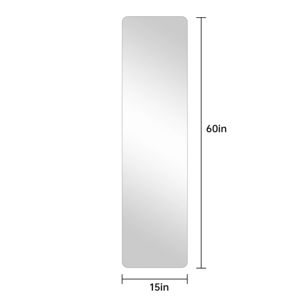 60" x 15" Full Length Wall Mirror, Frameless Rounded Rectangle Body Mirror with Shatter-Resistant Backing, 3 Installation Options, HD Silver Glass Mirror for Bedroom, Closet, Entryway & Salon-11