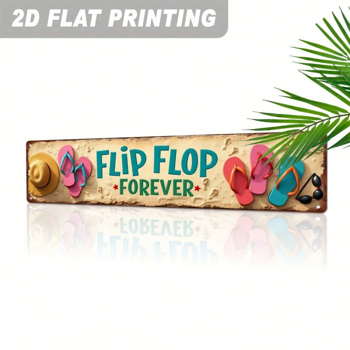 CIFbuy 复古海滩墙面装饰金属牌 2D平面，人字拖永恒夏日艺术（TikTok, temu 自提物流）