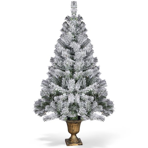4ft  绿色植绒 冠军杯盆树 PVC 211枝头  2段绑树 120灯暖白8模式 带遥控 圣诞树 30V3.6W 美规-1