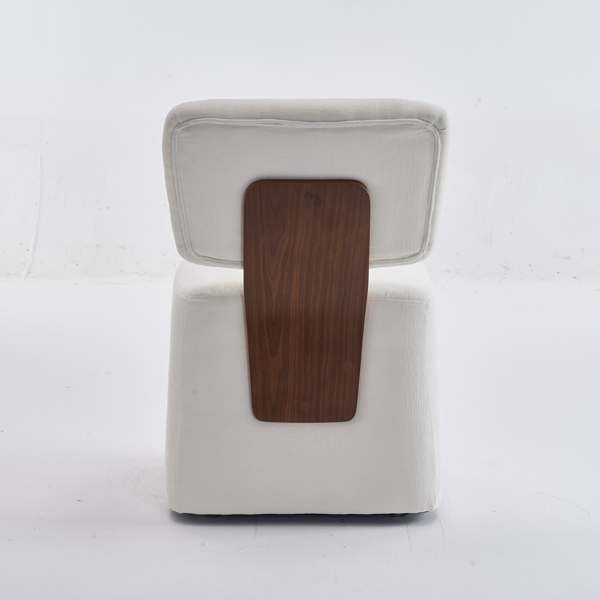 Linen Upholstered Armless Dining Chair with Casters,IVORY-6
