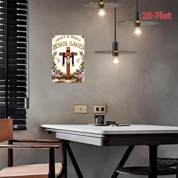 CIFbuy 1个复古天主教基督壁饰牌，宗教圣牌标志，拉丁文，8x12英寸（TikTok, temu 自提物流）-5