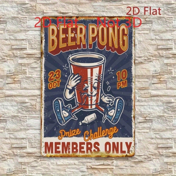 CIFbuy 复古啤酒乒乓球铁皮招牌 复古酒吧酒馆墙面装饰，8x12英寸 铝制游戏室用（TikTok, temu 自提物流）