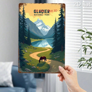 CIFbuy 复古冰川国家公园锡制铭牌，复古风景金属艺术品（TikTok, temu 自提物流）