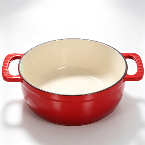 铸铁 6QT 烹饪锅具 红色渐变 含两个硅胶手套 珐琅锅-10