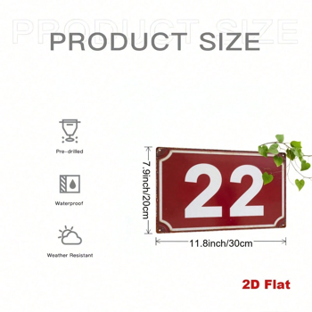 CIFbuy 复古22号金属招牌 8x12英寸，二维平面红白数字墙饰（TikTok, temu 自提物流）