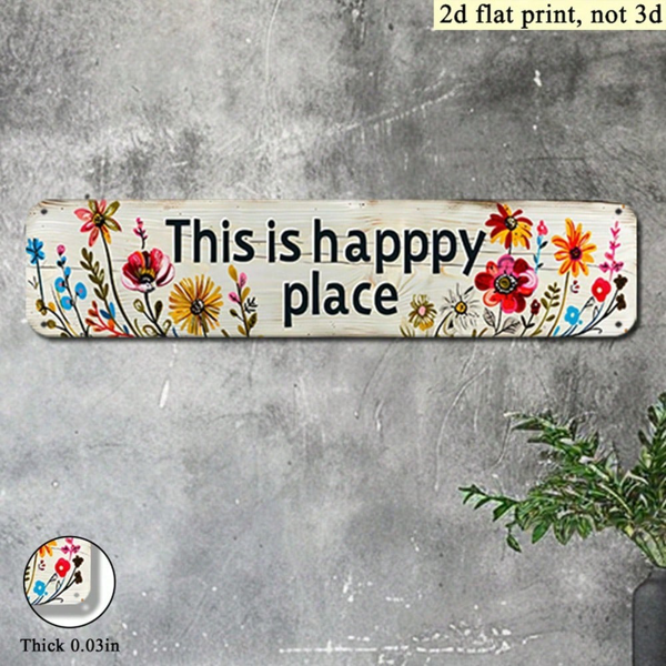 CIFbuy 1个 4x16 复古花卉金属壁挂牌 这是我的快乐之地，铁艺装饰（TikTok, temu 自提物流）-4