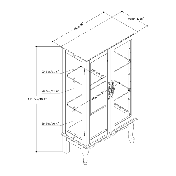 Curio Cabinet Lighted Curio Diapaly Cabinet with Adjustable Shelves and Mirrored Back Panel, Tempered Glass Doors (Oak, 3 Tier), (E26 light bulb not included)-15