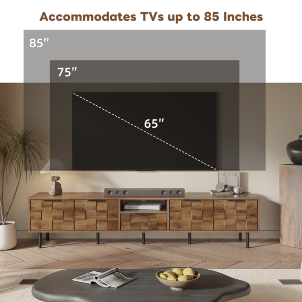 78" TV Stand for 85 75 65 Inch TV, TV Consoles for Living Room, Entertainment Center Wood TV Media with Storage-7