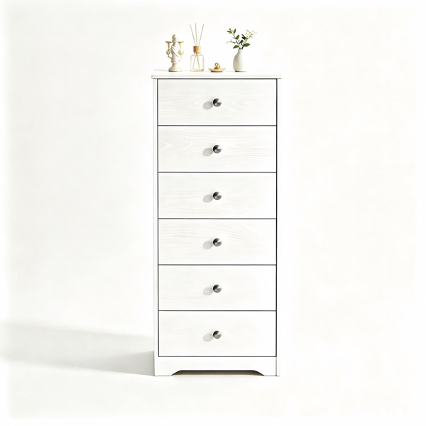 （AM禁售）6抽屉刨花板贴三胺抽屉柜 50*40*122cm 白色-7