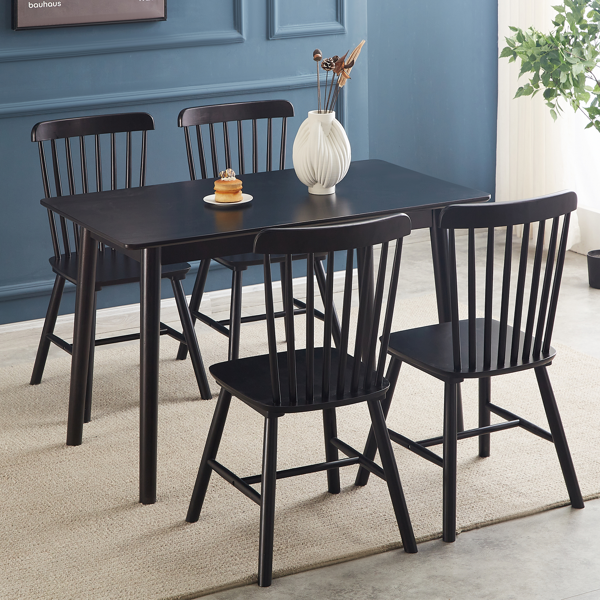 4 pieces of dining chair, black, rubber wood material, dining chair, solid wood chair, solid wood dining table chair-1