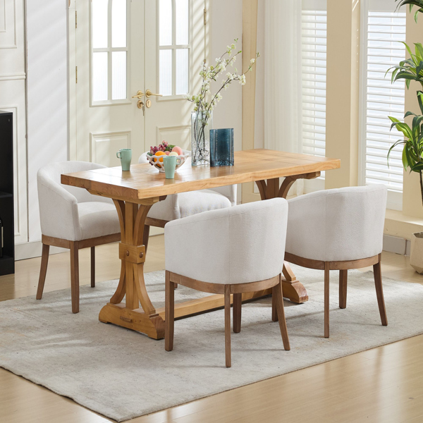Mid Century Modern Upholstered Barrel Dining Chairs with Arms,Farmhouse Linen Kitchen & Dining Room Chairs with Natural Hardwood Frame, 19" W Accent Chairs for Living Room,Single Pack,Beige,SW1891BG-23