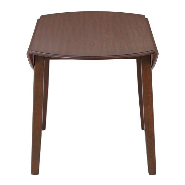 5-Piece Round Dining Table Set for 4 People, 1 Folding Wood Dining Table + 4 Upholstered Chairs, Space-Saving Design for Small Apartments and Dining Areas - BROWN-12