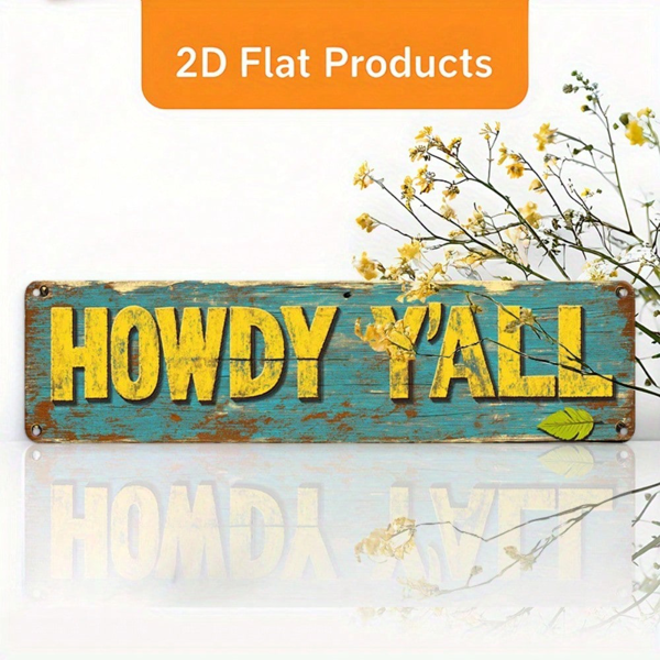 CIFbuy 2D 平面印刷“HOWDY YALL”装饰性铝制招牌，防锈墙面装饰（TikTok, temu 自提物流）-6