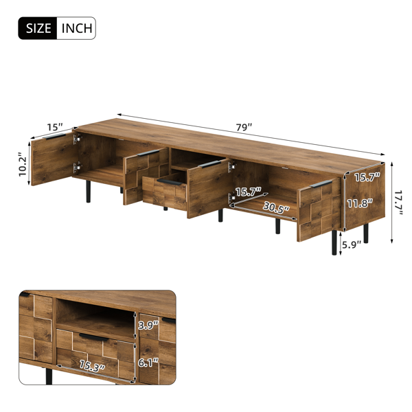78" TV Stand for 85 75 65 Inch TV, TV Consoles for Living Room, Entertainment Center Wood TV Media with Storage-9