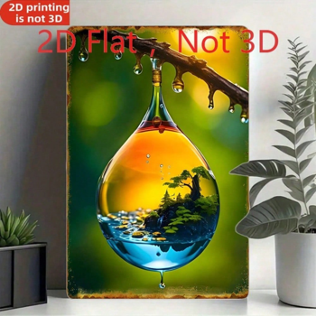 CIFbuy 20x30厘米 复古铝制铁皮招牌 超现实微景观水滴壁饰（TikTok, temu 自提物流）