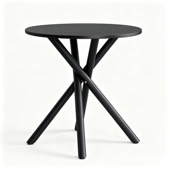 【禁售亚马逊】黑色 密度板贴三胺+铁 60*60*60cm 热转印 交叉腿 边几